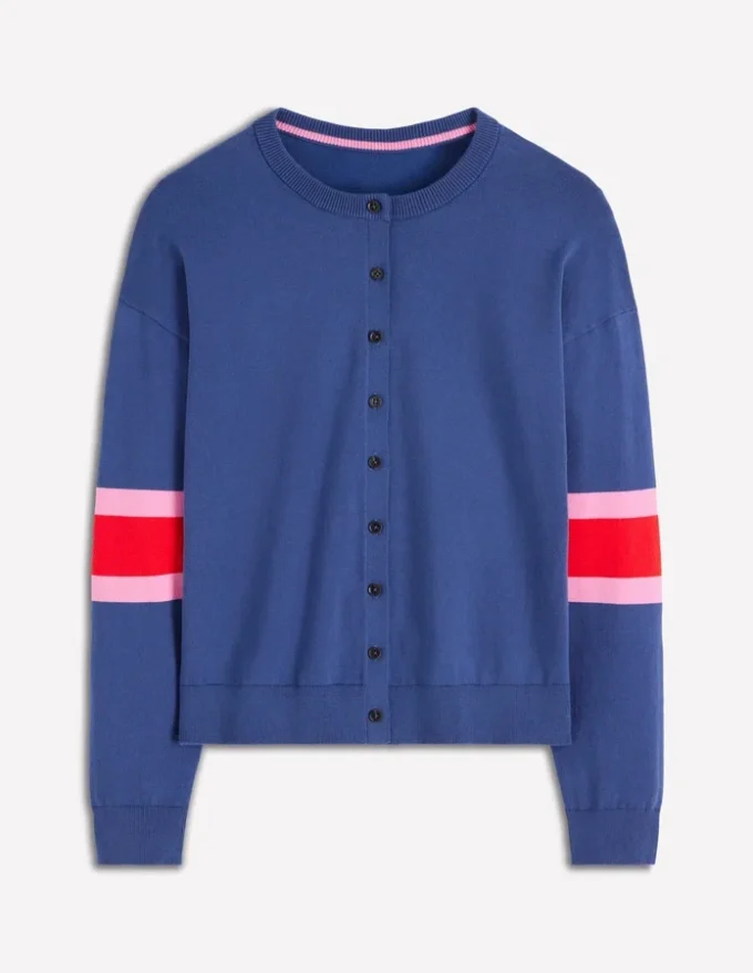 Lara Relaxed Cotton Cardigan Denim Blue Lara Relaxed Cotton Cardigan Denim Blue