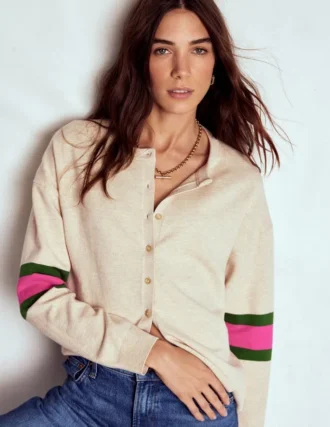 Lara Relaxed Cotton Cardigan Oatmeal Melange