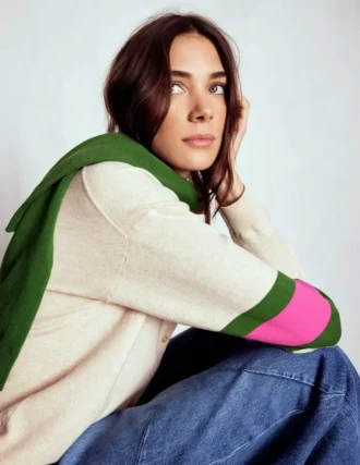 Lara Relaxed Cotton Cardigan Oatmeal Melange