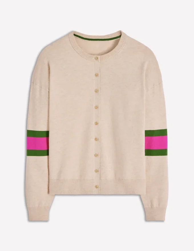 Lara Relaxed Cotton Cardigan Oatmeal Melange Lara Relaxed Cotton Cardigan Oatmeal Melange