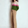 Lara Relaxed Cotton Jumper Courtyard Green / Pink Yarrow Lara Relaxed Cotton Jumper Courtyard Green / Pink Yarrow