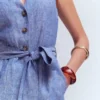 Laura V-neck Linen Jumpsuit Authentic Blue Chambray Laura V-neck Linen Jumpsuit Authentic Blue Chambray