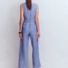 Laura V-neck Linen Jumpsuit Authentic Blue Chambray Laura V-neck Linen Jumpsuit Authentic Blue Chambray