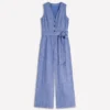 Laura V-neck Linen Jumpsuit Authentic Blue Chambray Laura V-neck Linen Jumpsuit Authentic Blue Chambray