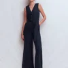 Laura V-neck Linen Jumpsuit Navy Laura V-neck Linen Jumpsuit Navy