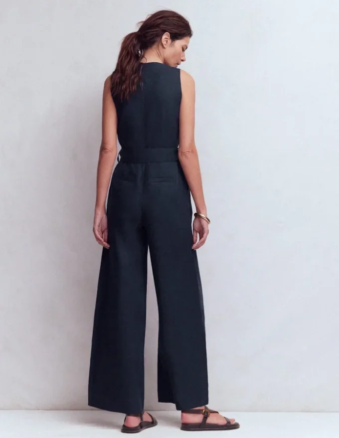 Laura V-neck Linen Jumpsuit Navy Laura V-neck Linen Jumpsuit Navy