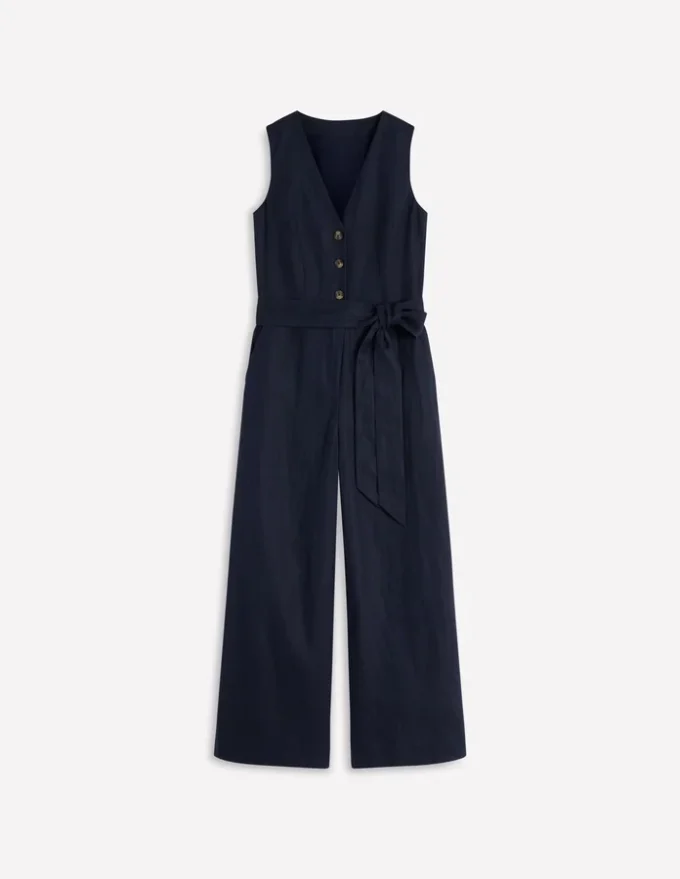 Laura V-neck Linen Jumpsuit Navy Laura V-neck Linen Jumpsuit Navy