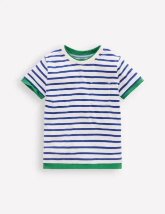 Layered Look T-shirt Bright Blue/Ivory
