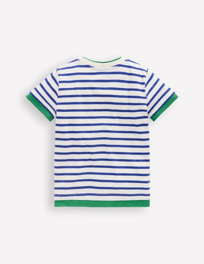 Layered Look T-shirt Bright Blue/Ivory