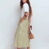 Layla Linen Skirt Green Stripe Layla Linen Skirt Green Stripe