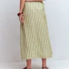 Layla Linen Skirt Green Stripe Layla Linen Skirt Green Stripe