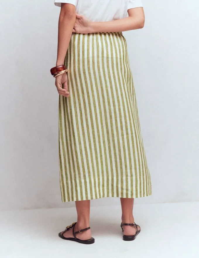Layla Linen Skirt Green Stripe Layla Linen Skirt Green Stripe