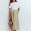 Layla Linen Skirt Green Stripe Layla Linen Skirt Green Stripe