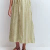 Layla Linen Skirt Green Stripe Layla Linen Skirt Green Stripe