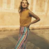 Layla Linen Skirt Multi Stripe