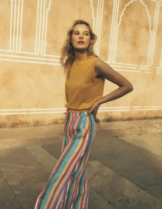 Layla Linen Skirt Multi Stripe