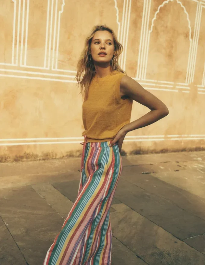 Layla Linen Skirt Multi Stripe
