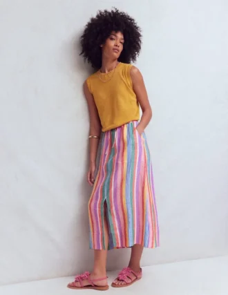 Layla Linen Skirt Multi Stripe