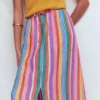 Layla Linen Skirt Multi Stripe
