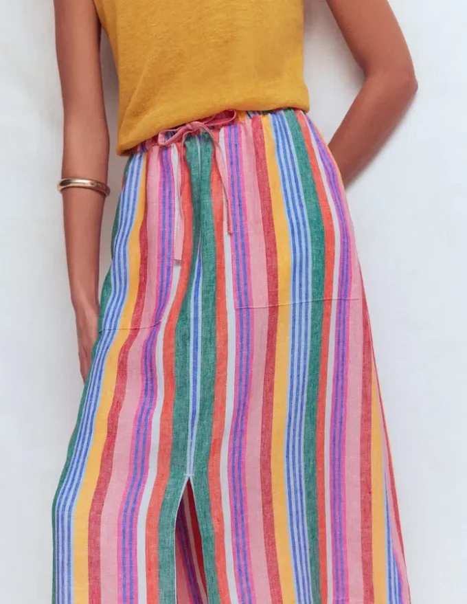 Layla Linen Skirt Multi Stripe