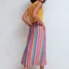 Layla Linen Skirt Multi Stripe