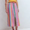 Layla Linen Skirt Multi Stripe