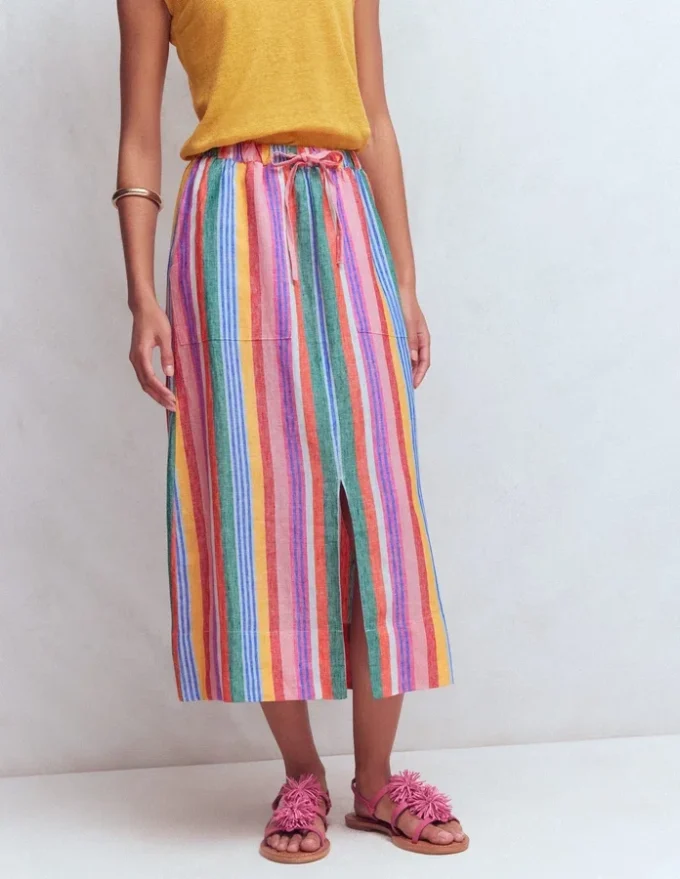 Layla Linen Skirt Multi Stripe