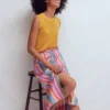 Layla Linen Skirt Multi Stripe