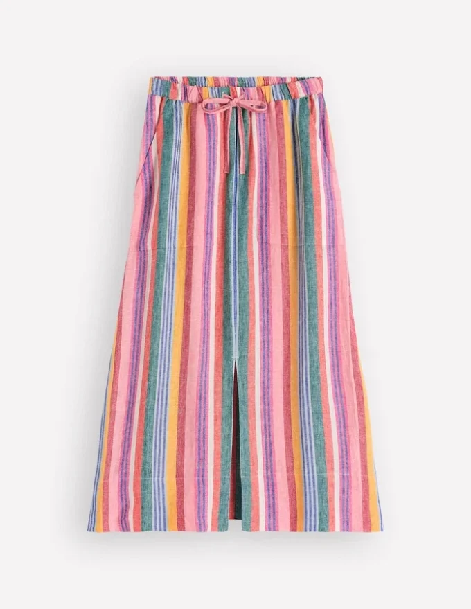 Layla Linen Skirt Multi Stripe