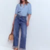 Leah Short Sleeve Linen Top Chambray Leah Short Sleeve Linen Top Chambray