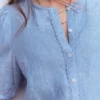 Leah Short Sleeve Linen Top Chambray Leah Short Sleeve Linen Top Chambray
