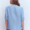 Leah Short Sleeve Linen Top Chambray Leah Short Sleeve Linen Top Chambray