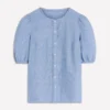 Leah Short Sleeve Linen Top Chambray Leah Short Sleeve Linen Top Chambray