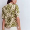 Leah Short Sleeve Linen Top Green, Decorative Lattice Leah Short Sleeve Linen Top Green, Decorative Lattice