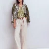 Leah Short Sleeve Linen Top Green, Decorative Lattice Leah Short Sleeve Linen Top Green, Decorative Lattice