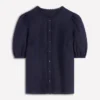 Leah Short Sleeve Linen Top Navy Leah Short Sleeve Linen Top Navy