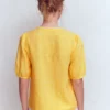 Leah Short Sleeve Linen Top Sunshine Yellow Gingham Leah Short Sleeve Linen Top Sunshine Yellow Gingham