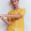 Leah Short Sleeve Linen Top Sunshine Yellow Gingham Leah Short Sleeve Linen Top Sunshine Yellow Gingham