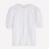 Leah Short Sleeve Linen Top White Leah Short Sleeve Linen Top White