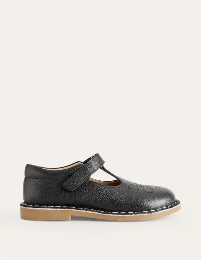 Leather T-bar Flats Black Leather T-bar Flats Black