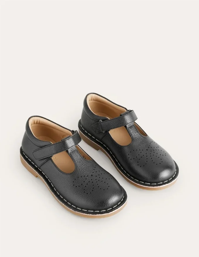 Leather T-bar Flats Black Leather T-bar Flats Black