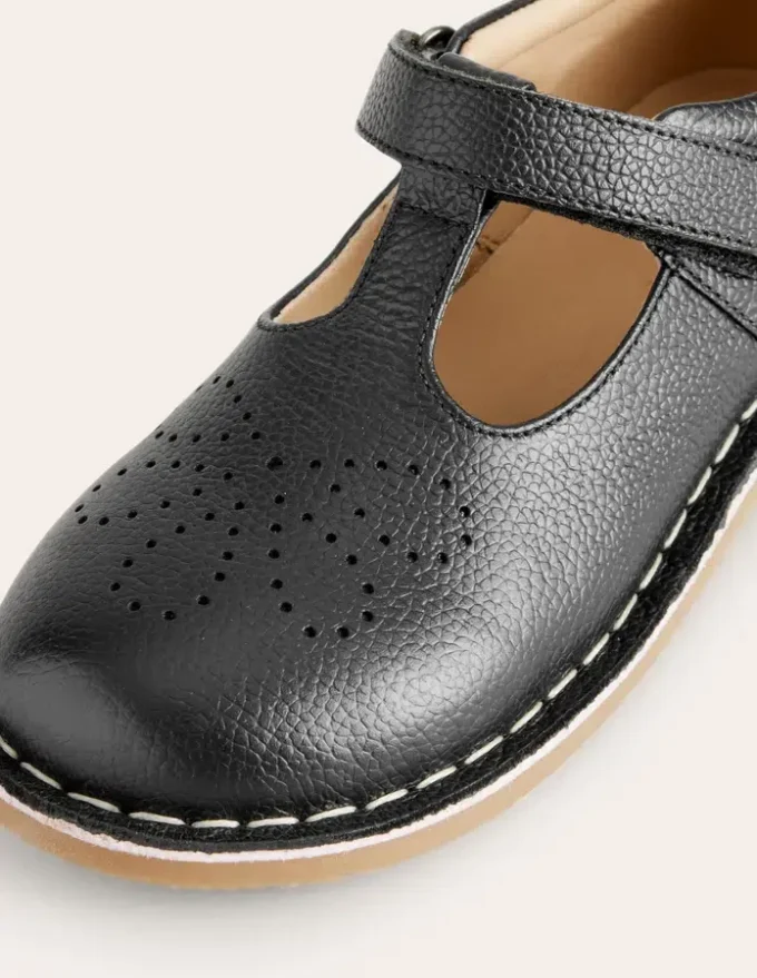 Leather T-bar Flats Black Leather T-bar Flats Black