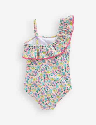Lila One Shoulder Swimsuit Chalk Pink Butterfly Floral