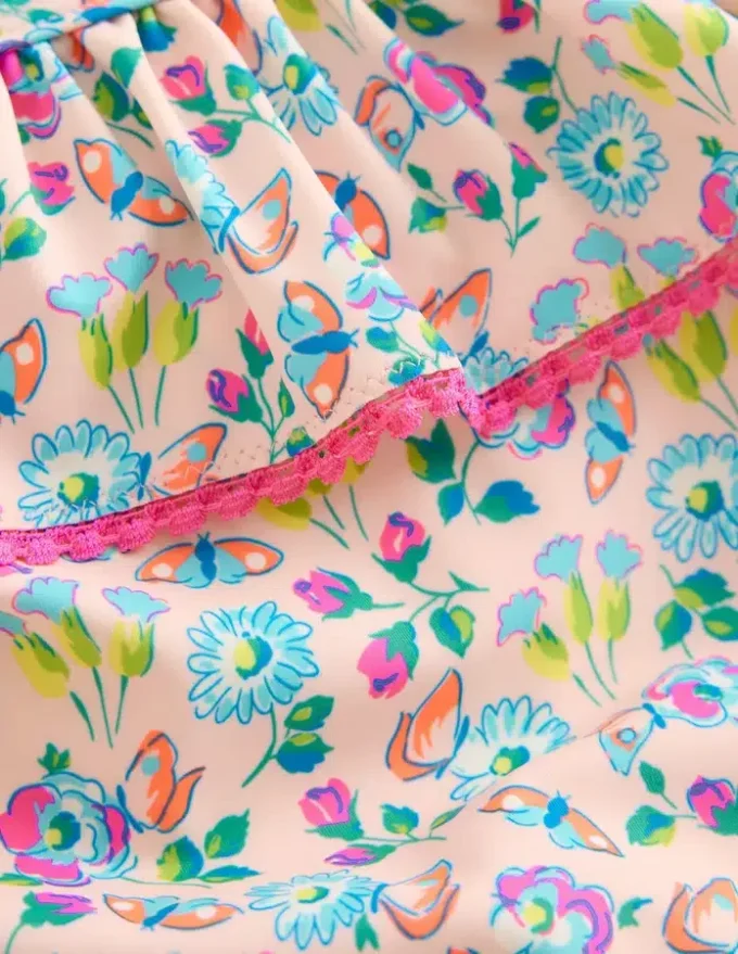 Lila One Shoulder Swimsuit Chalk Pink Butterfly Floral Lila One Shoulder Swimsuit Chalk Pink Butterfly Floral