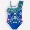 Lila One Shoulder Swimsuit Kingfisher Blue Bird Floral Lila One Shoulder Swimsuit Kingfisher Blue Bird Floral