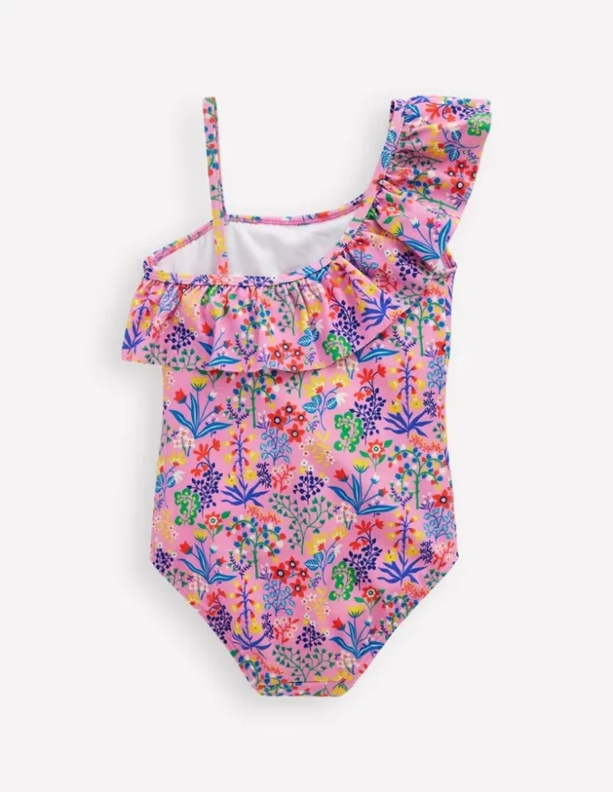 Lila One Shoulder Swimsuit Meadowsweet Pink Garden Floral Lila One Shoulder Swimsuit Meadowsweet Pink Garden Floral
