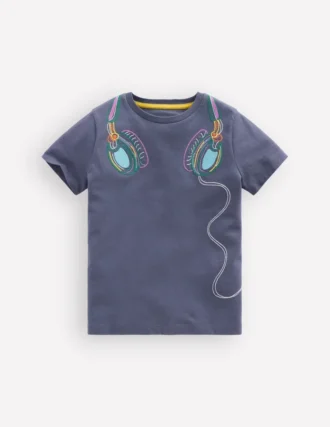 Linear Stitch T-shirt Vintage Indigo Headphones