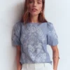 Linen Puff Sleeve Top Chambray Linen Puff Sleeve Top Chambray