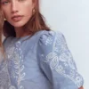 Linen Puff Sleeve Top Chambray Linen Puff Sleeve Top Chambray