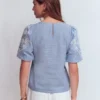 Linen Puff Sleeve Top Chambray Linen Puff Sleeve Top Chambray